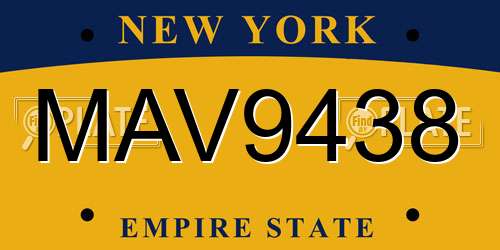 MAV9438 New York License Plate