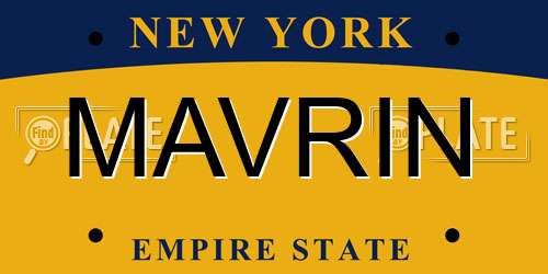 MAVRIN New York License Plate