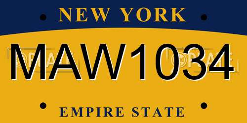 MAW1034 New York License Plate