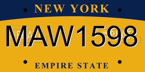 MAW1598 New York License Plate
