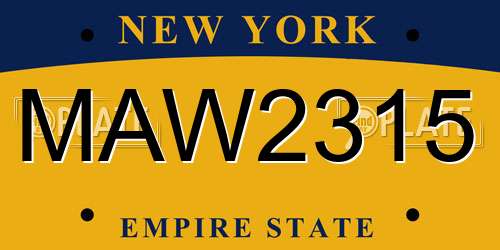 MAW2315 New York License Plate