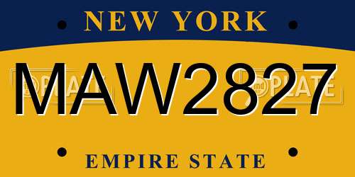 MAW2827 New York License Plate