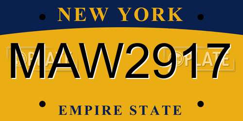 MAW2917 New York License Plate