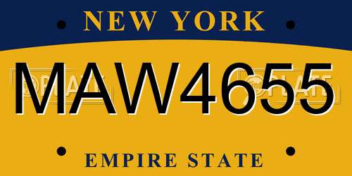 MAW4655 New York License Plate