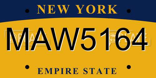 MAW5164 New York License Plate
