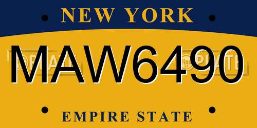MAW6490 New York License Plate