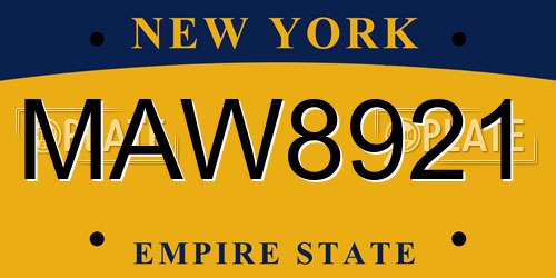 MAW8921 New York License Plate
