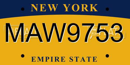 MAW9753 New York License Plate