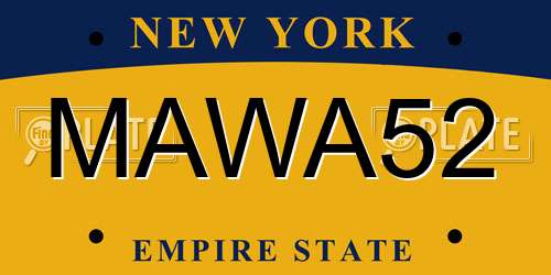 MAWA52 New York License Plate