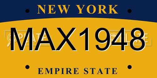 MAX1948 New York License Plate
