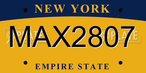 MAX2807 New York License Plate
