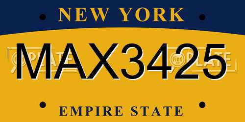 MAX3425 New York License Plate