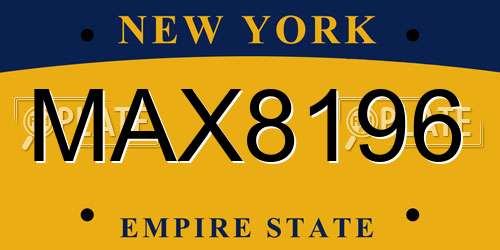 MAX8196 New York License Plate