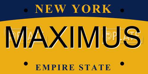 MAXIMUS New York License Plate