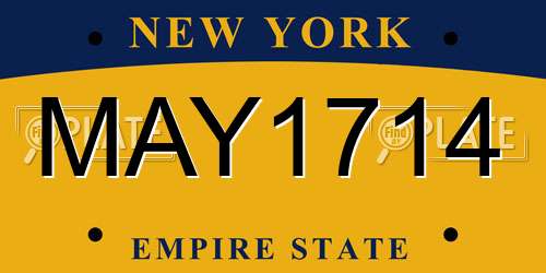 MAY1714 New York License Plate