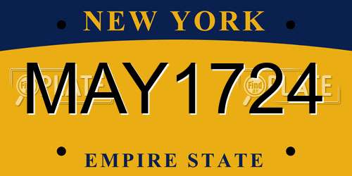 MAY1724 New York License Plate