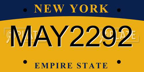 MAY2292 New York License Plate