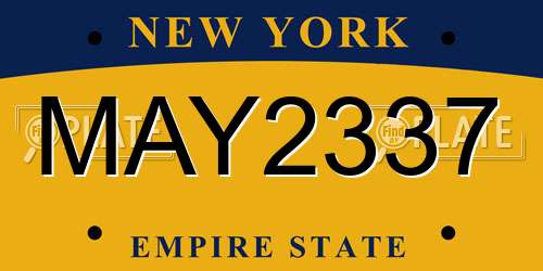 MAY2337 New York License Plate