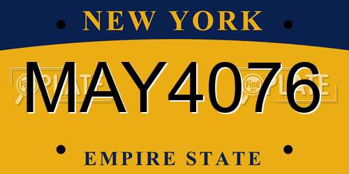 MAY4076 New York License Plate