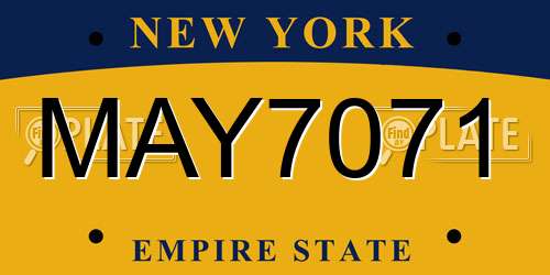 MAY7071 New York License Plate