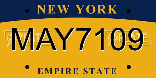 MAY7109 New York License Plate