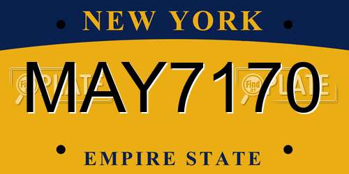 MAY7170 New York License Plate