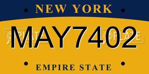 MAY7402 New York License Plate