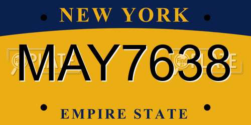 MAY7638 New York License Plate