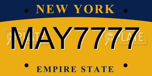 MAY7777 New York License Plate