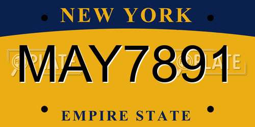 MAY7891 New York License Plate