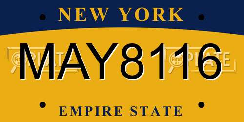 MAY8116 New York License Plate