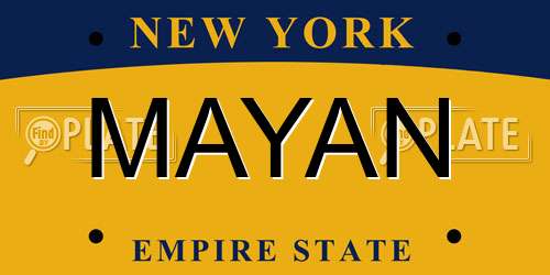 MAYAN New York License Plate