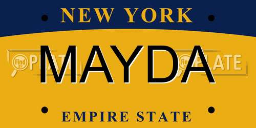 MAYDA New York License Plate