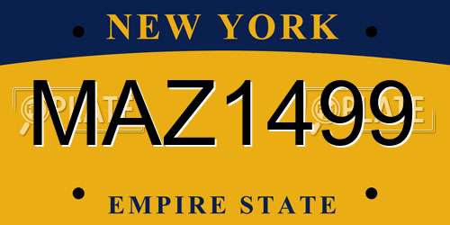 MAZ1499 New York License Plate