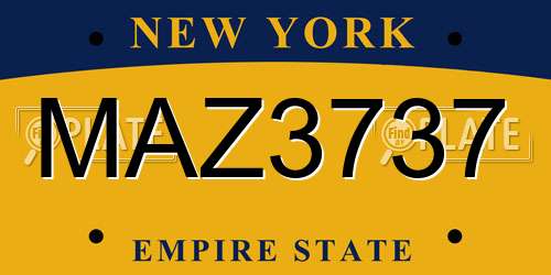 MAZ3737 New York License Plate