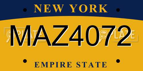 MAZ4072 New York License Plate