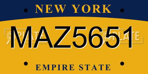 MAZ5651 New York License Plate