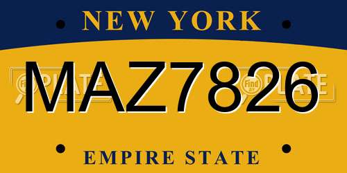 MAZ7826 New York License Plate