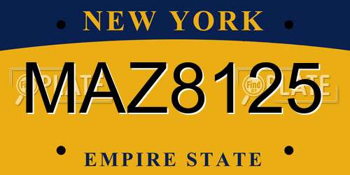 MAZ8125 New York License Plate