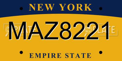 MAZ8221 New York License Plate