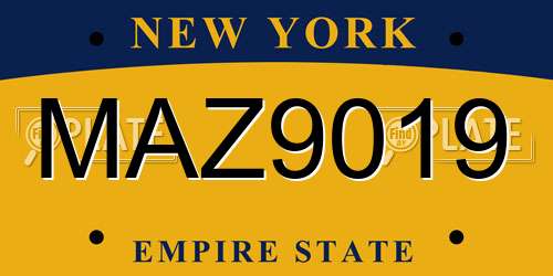 MAZ9019 New York License Plate