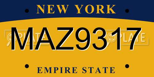 MAZ9317 New York License Plate