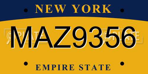 MAZ9356 New York License Plate