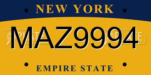 MAZ9994 New York License Plate
