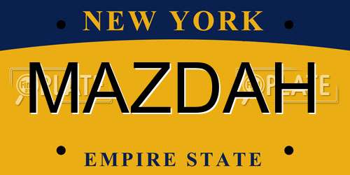MAZDAH New York License Plate