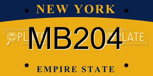 MB204 New York License Plate
