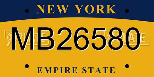 MB26580 New York License Plate