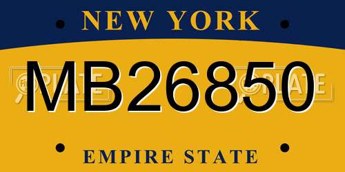 MB26850 New York License Plate