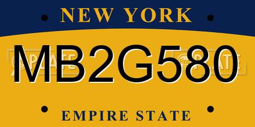 MB2G580 New York License Plate