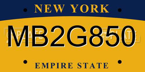 MB2G850 New York License Plate